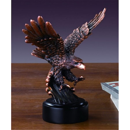 Dwellingdesigns F Eagle Bronze Plated Resin Sculpture - 7.5 x 1.2 x 7.5 in. DW3083329
